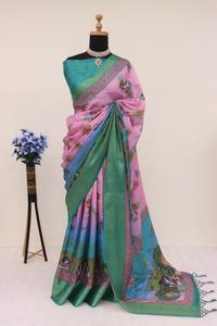 Saree traditionnel indien de créateur à séquence lourde Vêtements en chinon de haute qualité pour adultes pour mariages et fêtes - Product Image 2
