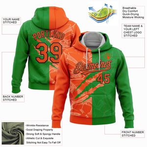 Custom Stitched Graffiti Pattern Orange Grass Green-<b>Black</b> 3D Scratch Sports Pullover Sweatshirt <b>Hoodie</b> - Product Image 2