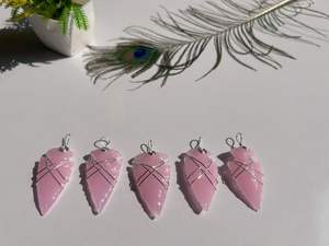 New Trendy Silver Wire Wrapped Crystal Arrowhead Pendant <b>Necklace</b> Hand Carved Natural <b>Rose</b> <b>Quartz</b> Charm Stone Crafts - Product Image 4