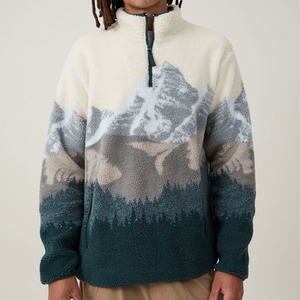Sweat à capuche en polaire Teddy à fermeture éclair 1/4 personnalisé OEM, tissu doux et isolant, sweat à capuche en polaire à fermeture éclair 1/4 pour homme - Product Image 3