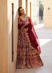 Elegante Vestido de Novia Paquistaní con Encaje Tejido a Mano de Primera Calidad, Volantes de Cristal, Bordado Brillante y Hecho a Mano - Product Image 2