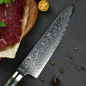 Venta al por mayor personalizado de alta calidad OEM ODM servicio profesional japonés de acero de cocina Damasco cuchillo de Chef con mango de madera verde - Product Image 2