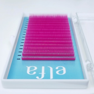 Paquet personnalisé 0.10mm 8-15 extensions de cils en éventail Promade de couleur rose faites à la main au Vietnam longueur 15mm et épaisseur 0.15mm - Product Image 6