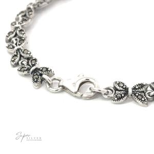Pulsera de Plata de Ley con Marcaza y Mariposas de 9x6 mm, Longitud de 7 Pulgadas - Product Image 5