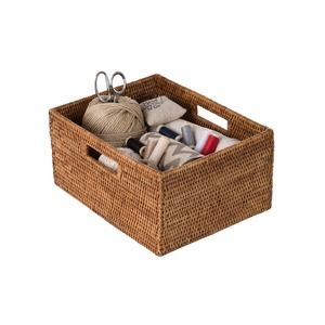 Rattan <b>basket</b> with attached handle Handmade <b>Storage</b> <b>Basket</b> Wholesale eco-friendly Made in Viet Nam - Product Image 4