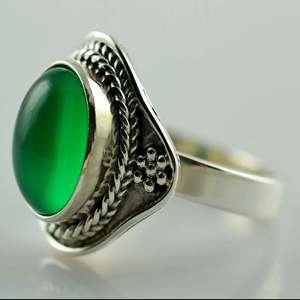 <b>925</b> Sterling <b>Silver</b> Green Onyx Handmade <b>Ring</b> Boho July Birthstone Jewelry Licensed Perfect Gift for Her Birthday Anniversary - Product Image 2