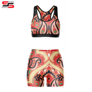 Sublimación patrón mujeres gimnasio deporte sujetador y pantalones cortos conjunto de dos piezas Sexy leopardo Deporte Sujetador entrenamiento Yoga deporte Fitness gimnasio - Product Image 1