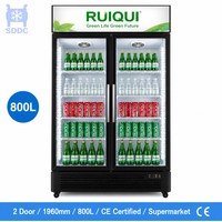 Réfrigérateur commercial à boissons à température unique avec porte en verre transparent et acier inoxydable 304