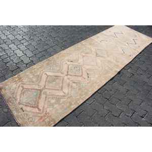 Alfombra Turca de 3x9.7 pies, Alfombra de Lana Ikat Marrón Vintage - Product Image 3