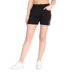 Shorts de sport décontractés pour femmes, 100 % coton, respirants, séchage rapide, taille haute élastique, couleur unie personnalisée, avec poches et motifs floraux - Product Image 4
