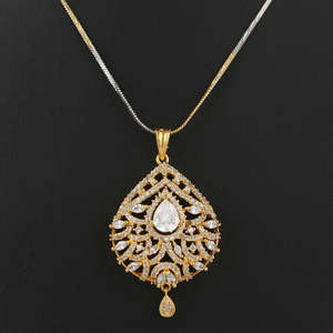 American Diamond <b>Locket</b> Set - White & Golden - Product Image 2