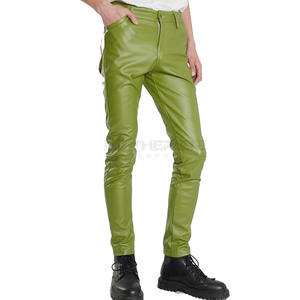 Pantalones de cuero ajustados a la moda para hombre, ropa informal, pantalones de cuero originales de la mejor calidad para hombre - Product Image 1