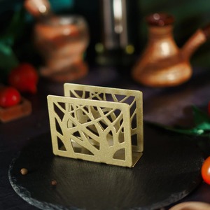 Elegante servilletero dorado, elegante soporte de acero de China para servilletas, mesa moderna y escultura de decoración de comedor - Product Image 3