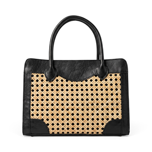 Sac de plage en rotin fait main avec décoration en perles et fermeture à glissière - Product Image 2