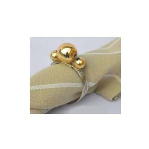 <b>Silver</b> polished Thick & Round Tableware royal Metal Both Side Gold Band Design Handmade Engraved <b>Napkin</b> Ring - Product Image 3