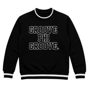 Groove Phi Groove Social Fellowship Sudadera negra de cuello redondo 100 algodón polar Chenille bordado fraternidad griega ropa hombres - Product Image 3