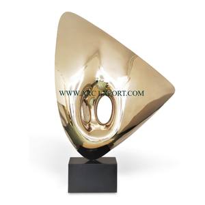 Escultura de latón de diseño minimalista, Color dorado, mesa de gran tamaño, escultura elegante, Base de Color negro para decoración de hogar y Hotel - Product Image 5