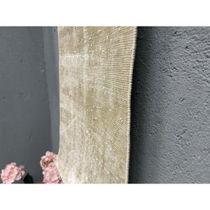 Turkish Vintage Rug 1.7x3.3 ft (51x102 cm), <b>Brown</b> <b>Wool</b> Rug - Product Image 2