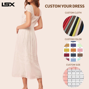 Último Modelo 2026 Vestido <span class=keywords><strong>de</strong></span> Verano Casual con Estampado <span class=keywords><strong>de</strong></span> Rayas y Parches, Cuello en V, Manga Tres Cuartos con Volantes y Cintura <span class=keywords><strong>Imperio</strong></span> - Product Image 2
