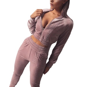 ชุดวอร์มผู้หญิงชุดวอร์ม2ชิ้นมีฮู้ดกำมะหยี่เสื้อกันหนาวลายทางชุดวอร์มลำลองสำหรับ2026 - Product Image 1