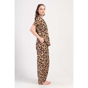 KADIN P.SUPREM XXL GOMLEK YAKA TAMAMI DUGMELI KISA KOL CEPLI PIJAMA TAKIM - สีดำ - สีดำ - Product Image 3