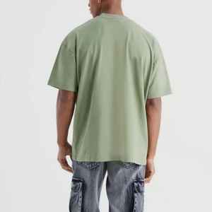 Colección de verano 2025, camiseta de manga corta de algodón pesado de 230G para hombre, camisa Base de Color sólido con cuello suelto, placa ligera, 100% de algodón - Product Image 2