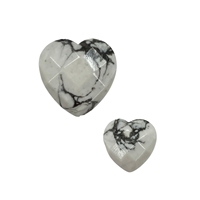 Perles d'howlite facettées en forme de cœur - Assortiment unique de perles en pierre