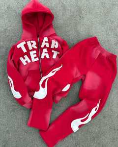 Nueva llegada de Speedy Industry Flare chándal 480 GSM 100% algodón pesado térmico transpirable tela Distress Logo OME sólido - Product Image 6