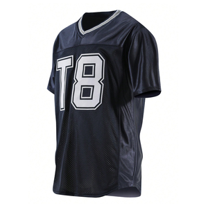 Maillot de football américain surdimensionné personnalisé OEM, streetwear, maille à œillets, rétro, vêtements de supporter, broderie personnalisée, maillot d'équipe - Product Image 1