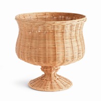 Guci rotan berkaki bergaya untuk dekorasi bunga meja modern, vas rotan untuk hiasan tengah meja