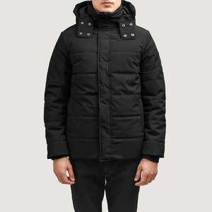 Chaqueta Acolchada con Capucha Negra de Estilo Casual Impermeable Exton - Product Image 1