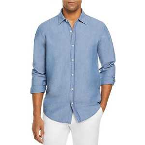 Chemise à manches longues en sergé pour hommes avec poche formelle et épaisse pour la saison printanière - Product Image 1