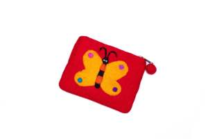 Bolso de hombro hecho a mano con cremallera para mujer, bolso de fieltro con diseño de mariposa colorida de Nepal - Product Image 3
