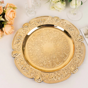 Placa de cargador hecha a mano de metal Placa de cargador de color dorado para fiestas de boda Placa de cargador para hoteles y banquetes - Product Image 6