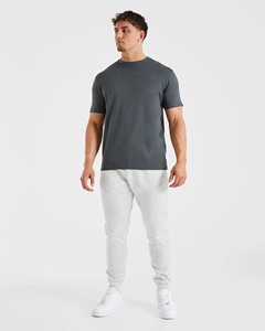 Logo personnalisé gris chiné hommes surdimensionnés Gym Joggers élastique cordon de serrage pantalons de survêtement & poignets pantalons pour hommes avec poches - Product Image 4