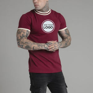 T-shirt Ringer Rouge Personnalisé pour Homme, T-shirt à Manches Courtes et Col Rond - Product Image 1