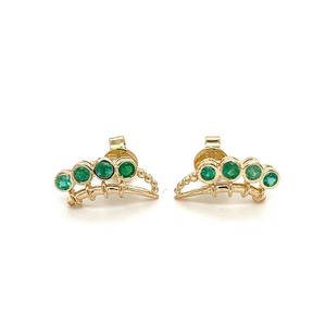 Pendientes de Botón de Aleación Chapados en Oro Amarillo de 18k Vintage, Diamante Verde Natural Tallado, Joyería de Moda para Mujer, IGI - Product Image 1