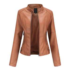 Women's High Quality <b>Winter</b> <b>Leather</b> <b>Jacket</b> Breathable Windproof Plain Dyed Zipper Closure Real Sustainable Knitted Autumn <b>Jacket</b> - Product Image 5