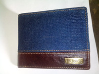 Dompet kulit Denim dompet lipat dua denim buatan kustom kualitas tinggi dengan harga murah fitur pemblokiran RFID dibuat di India