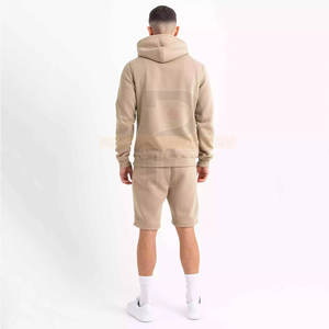 Ensemble de vêtements de sport pour homme personnalisable 2025, respirant, en molleton 100% coton, sweat-shirt à capuche et short à manches courtes pour l'hiver - Product Image 2