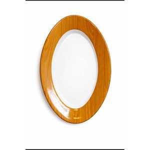 6-Piece <b>Set</b> Wood Patterned <b>Melamine</b> Oval Plate 25x16 cm Minimalist Design Style for Serving Snacks Appetizers Breakfast Parties - Product Image 1