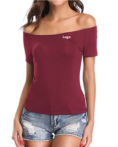 Womens Off Shoulder <b>Tops</b> <b>One</b> Shoulder Shirts Short Sleeves Sexy Slim Fit Tees Whole Sale Stock Lot Available From Bangladesh - Product Image 6