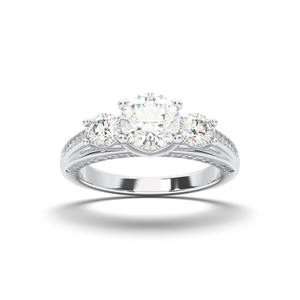 Chic 0.22CT Chic Diamond Brilliance Oval & Round Lab Grown 5 Stone Ring en oro blanco de 14K OEM al por mayor - Product Image 4