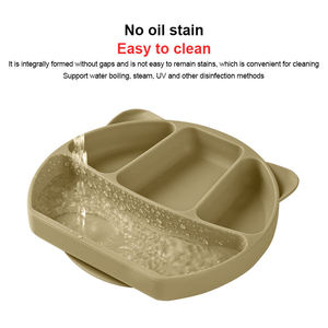 Hot Selling Eco-Friendly Food Grade Silicone Baby Feeding Set Dinner Divided Plate Ears Cute Design <b>Microwave</b> Dishwasher Safe - Product Image 1