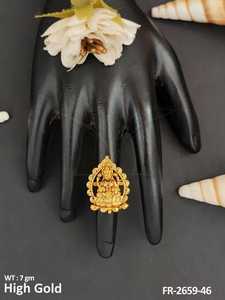 Exquisitos anillos de dedo de templo de oro alto, joyería étnica india tradicional, anillos llamativos hechos a mano, ideales para bodas - Product Image 2