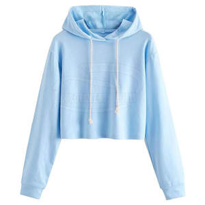 Coton Polyester fait séchage rapide femmes haut court sweats à capuche manches longues femmes adultes haut court sweats à capuche - Product Image 1