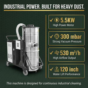 Nouvel aspirateur industriel électrique en acier inoxydable 5,5 kW 300 mbar, pulvérisation humide/sèche à impulsions, haute capacité, pour garage, atelier, gouttière - Product Image 1