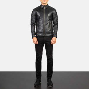 Chaqueta de Cuero Negra Acolchada Fernando, Estilo Motero Gótico, Cierre con Cremallera, Talla XS, Reversible, Recubierta de Piel de Cordero para Otoño - Product Image 3