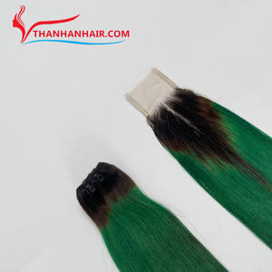 Le combiné faire perruque os trame droite faisceau et fermeture Ombre Color extensions de cheveux 100% cheveux bruts du Vietnam - Product Image 6