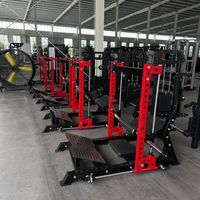Machine à ramer Smith à charge libre robuste avec barres de guidage et barre multi-prise pour l'entraînement de force en salle de sport commerciale
